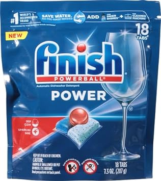 FINISH Power - 18ct - Dishwasher Detergent - Powerball - Dishwashing Tablets - Dish Tabs