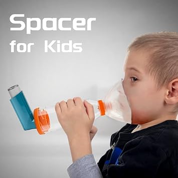 Inhaler Spacer For Adult And Child Or Baby With Mask, Aerosol Chamber Helps Medication Delivery For Asthma And Copd (Transparent, Child Mask)
