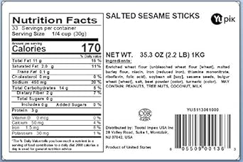 Yupik Sesame Sticks, Salted, 2.2 Lb, Pack Of 1