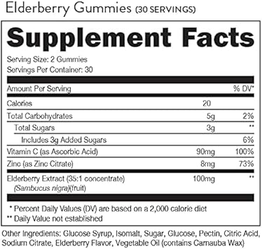 Bucked Up Elderberry Gummies With Zinc And Vitamin C 100Mg, 60 Gummies - Essentials