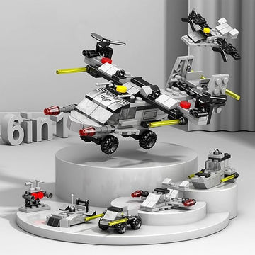 VALUEVIBES Mini Military Building Block Set – 6-in-1 Army Tank, SWAT Vehicle, Osprey & More | STEM Construction Toy for Kids (Ages 6+)