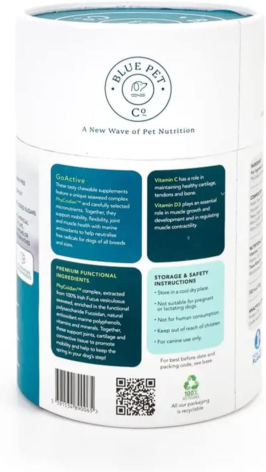 Blue Pet Co - Goactive Joint & Muscle Supplement For Dogs - Promotes Flexibility, Mobility & Bone Health - Enriched With Seaweed Extract Phycoidan - With Peanut Butter - 90 Chews