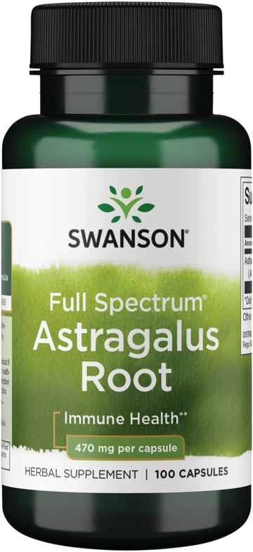 Swanson Astragalus Root - Herbal Supplement Promoting Immune System Support - Natural Formula Supporting Heart '&' Liver Health - (100 Capsules, 470Mg Each)