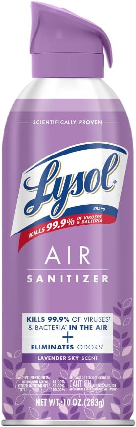 Lysol Air Sanitizer Spray, For Air Sanitization and Odor Elimination, Simple Fresh, Lavender, Cotton Blossom 10 Fl. Oz (Pack of 3)