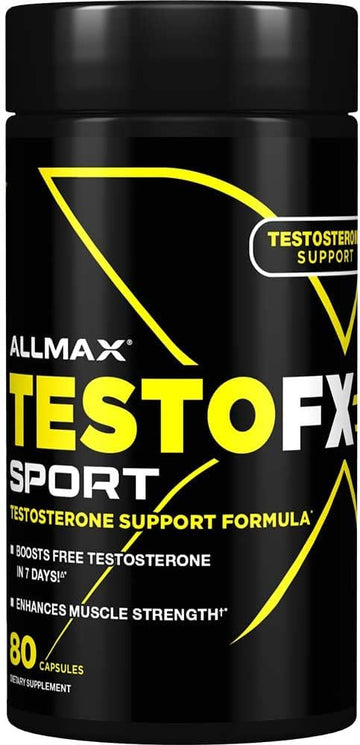 Allmax Testofx Sport - 80 Capsules - Testosterone Support Formula - Boosts Muscle Strength - With Zinc, Vitamin B6 & Magnesium - 20 Servings