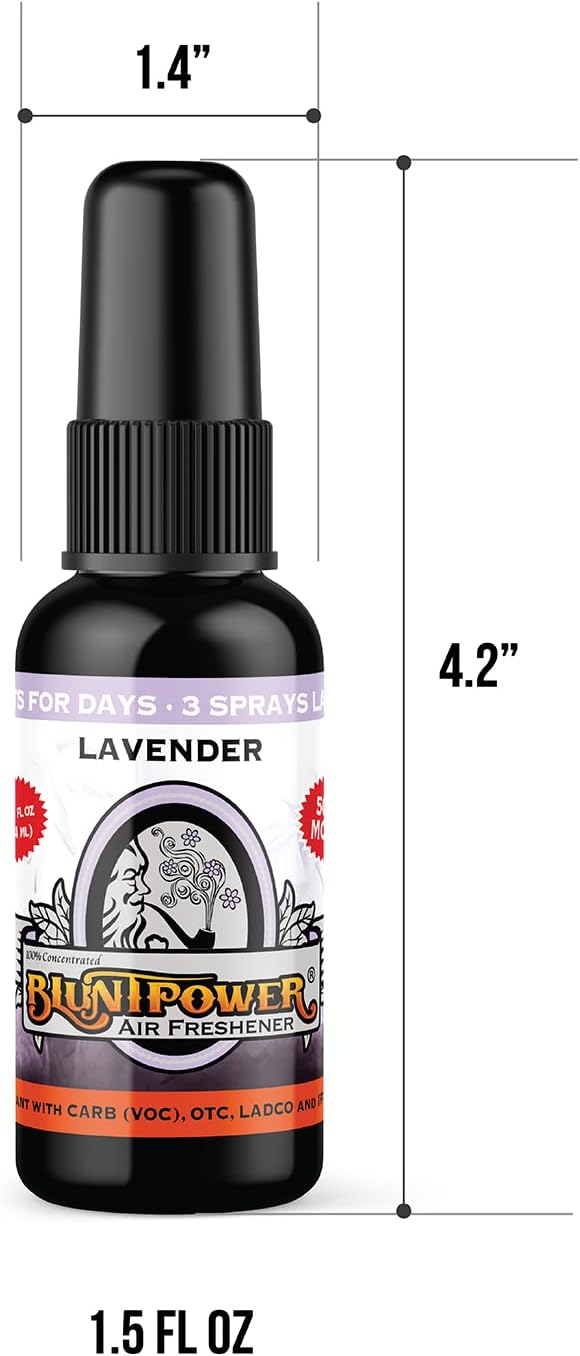 BluntPower (Lavender, 5 Pack) Concentrated Air Freshener - Premium Oil Based Air Freshener Spray For Home and Car - Long-Lasting Bathroom Spray, Car Freshener, & Odor Eliminator Spray : Health & Household