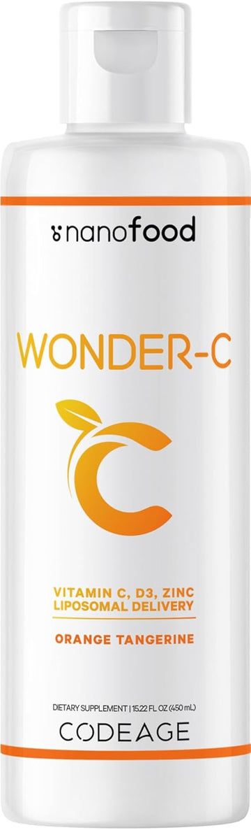 Codeage Liquid Vitamin C 1000Mg, Vitamins D3, E & Zinc, Rose Hips, Quercetin, Echinacea, Vegan Liposomal Vitamin C Supplement, Non-Gmo, 16 Fl Oz