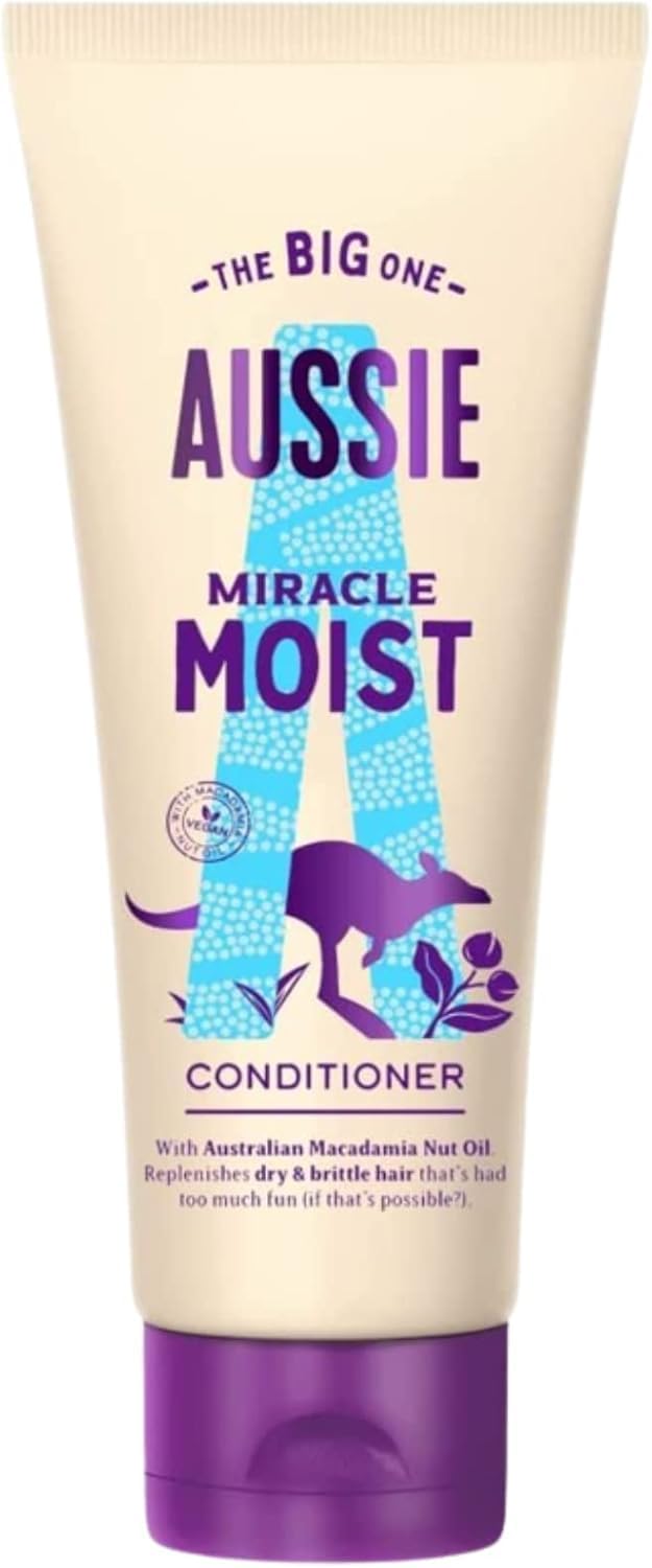 Aussie Miracle Moist Shampoo And Conditioner Set With Macadamia Nut Oil, For Dry And Brittle Hair, 2-Piece