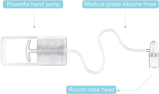 Nasal Aspirator for Baby and Toddler by CHIBOJI | Nose Clearing with Hand Pump and Non-Invasive Tip for Quick, Quiet Suction | Clear Clogged Passages, Stoppages, and Boogers