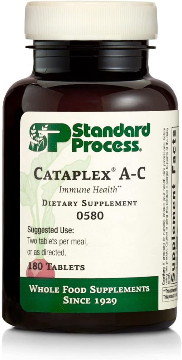 Standard Process Cataplex A-C - Whole-Food Immune Support With Antioxidant Vitamin C, Vitamin A, Magnesium Citrate, Nutritional Support, Sunflower Lecithin, Buckwheat, Oat Flour - 180 Tablets