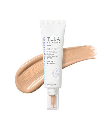 Tula Skin Care Radiant Skin Brightening Serum Skin Tint Spf-Facial Sunscreen Provides Broad Spectrum Spf 30 Protection, Tinted, Serum-Light Formula Brightens And Evens Skin-Shade 07, 1.0 Fl Oz