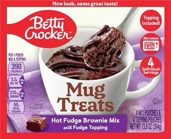 Betty Crocker Mug Treats Hot Fudge Brownie Mix with Fudge Topping, 4 Servings, 13.9 oz