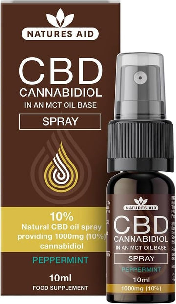 Natures Aid Cbd Oil 5% Spray 500Mg - Supports Stress Sleep & Anxiety Relief - Natural Peppermint Flavour - High Potency Cannabidiol - Non-Gmo, Vegan - Easy Dose Oral Spray - 10Ml