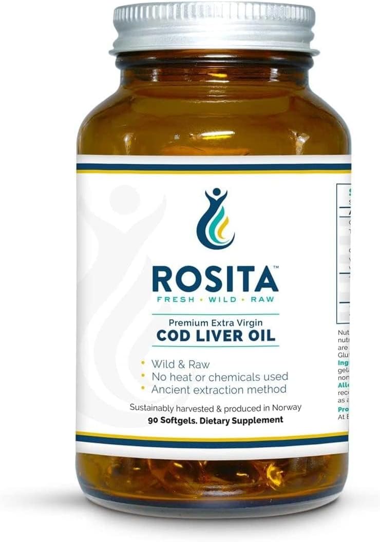 Rosita Real Foods Extra Virgin Cod Liver Oil (Evclo) Softgels - 90 Softgels, 0.21 Kilograms