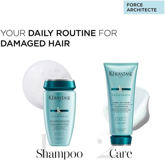 Kérastase Resistance Strengthening Shampoo & Conditioner Set For Damaged, Brittle Hair, With Vita-Ciment Complex