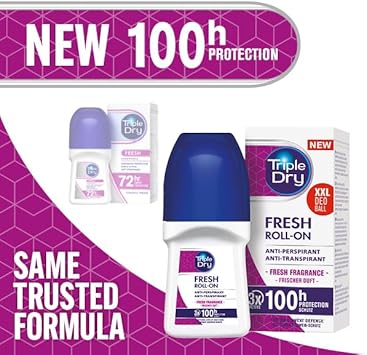 Triple Dry Women | With Charcoal Anti-Perspirant Roll On 50Ml | 72-Hour Protection Against Excessive Sweating | Fights Odour | Triple Active Formula | Clinically Proven | Female (Pack Of 2)