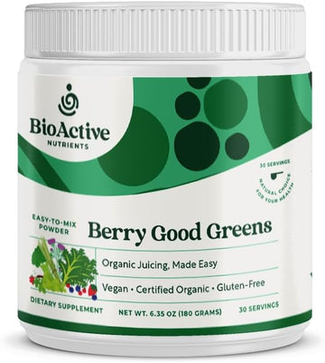 Berry Good Greens - Superfood Powder - 30 Servings - 100% Usda Organic Non-Gmo Vegan Supplement, Helps Boost Energy, Detox, Healthy Metabolism, Whole Food Nutrition