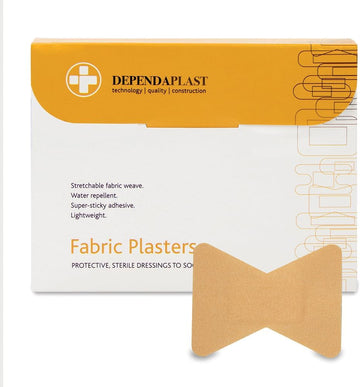 Dependaplast Advanced Fabric Plasters Fingertip - Latex-Free, Washproof, Extra Flexible, Low-Allergy Adhesive, Lightweight Stretch - Box Of 50