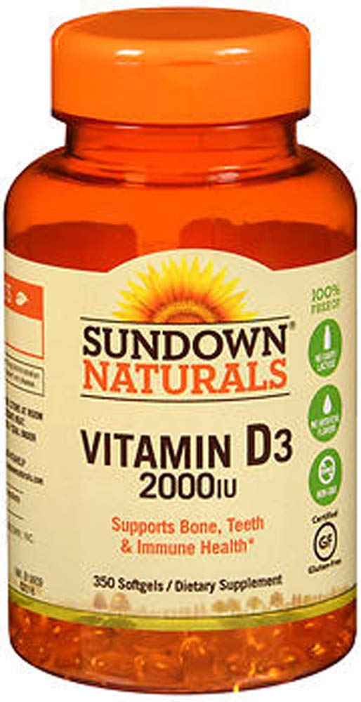 Sundown Naturals Super Potency Vitamin D3, 2000 IU, Value Size, 350 Softgels : Health & Household