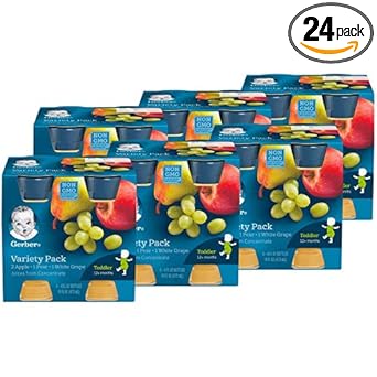 Gerber Juice Variety Pack, Apple, Pear, White Grape, 4 Ounce (24 Bottles)