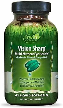 Irwin Naturals Vision Sharp Multi-Nutrient Eye Health Supplement, 42 Liquid Softgels Bundle With A Pill Case