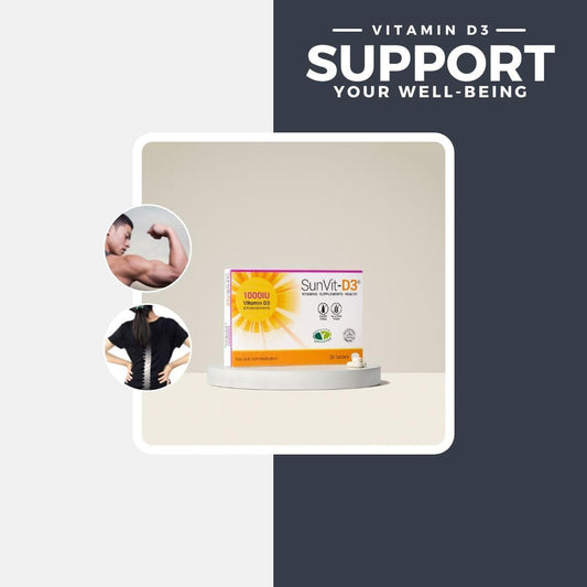 Sunvit-D3 Vitamin D3 1000 Iu - High Strength Vitamin D Tablets Support The Maintenance Of Bone, Teeth, Muscle & Immune System | Made In Uk & Gmp Approved | Dairy & Gluten Free - D3 Vitamins 28 Tablets