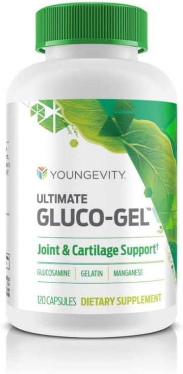 Youngevity Ultimate Gluco-Gel -For Joints, Tendons, Bones & Cartilage | Contains Glucosamine, Gelatin & Manganese | 120 Capsules | 1 Bottle