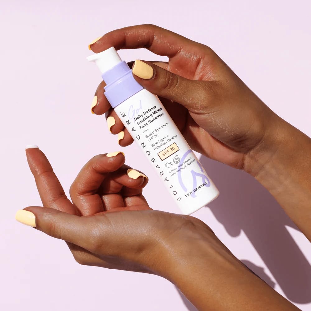 Solara Suncare - Go! Daily Defense Soothing Mineral Face Sunscreen, Spf 30 | Ewg Verified, Vegan, Cruelty Free, Reef Friendly | Lightweight, Safe For Sensitive Skin (1.7 Fl Oz | 50 Ml) : Beauty & Personal Care