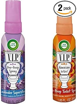 Air Wick V.I.P. Pre-Poop Toilet Spray | Lavender and Hawaiian Scents | Contains Essential Oils | Travel size Air Freshener | Up to 100 uses - 1.85 Ounce each (Set of 2) : Health & Household