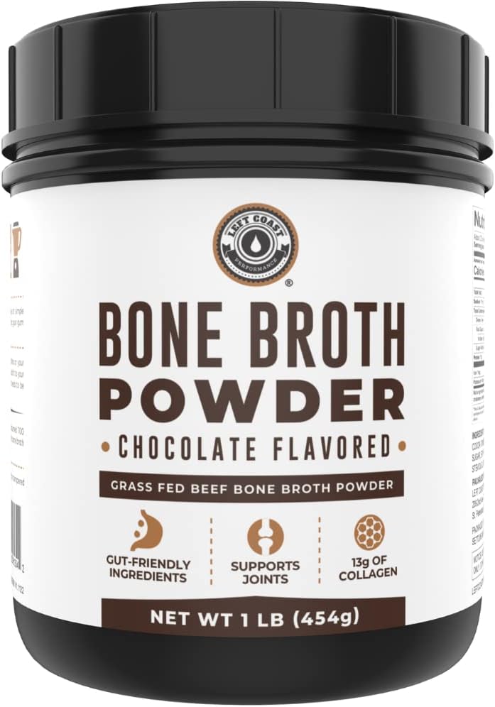 16oz Chocolate Bone Broth Protein Powder From Grass Fed Beef - Non-GMO Ingredients, Gut-Friendly, Low Carb Dairy Free Protein Powder - Natural Collagen Source For Joint Support - Keto Friendly