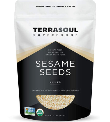 Terrasoul Superfoods Organic Hulled Sesame Seeds, 2 Lbs - Perfect for Tahini | Gluten-free | Raw