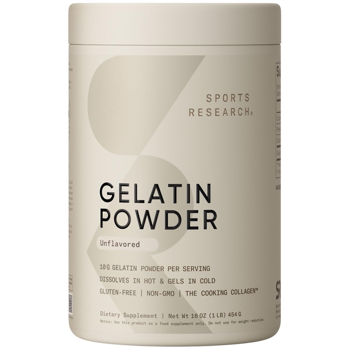 Sports Research Gelatin Collagen Cooking Powder - Sourced From Pasture Raised Cows | Great For Cooking And Baking - Certified Keto Friendly And Non-Gmo