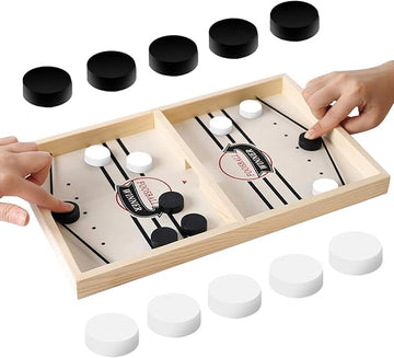 Fast Sling Puck Game – Wooden Table Hockey Battle Game for Kids & Adults, Desktop Sling Shot Winner Board Game