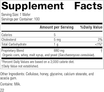 Standard Process Lactic Acid Yeast - Whole Food Gi, Digestion And Digestive Health, Saccharomyces Cerevisiae - 100 Wafers