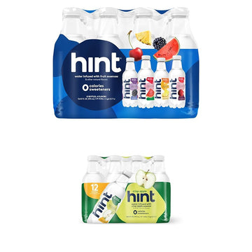 Hint Water Variety Pack And Hint Water Crisp Apple (Pack Of 24), 3 Bottles Each Of: Blackberry, Cherry, Watermelon, And Pineapple & 12 Hint Water Crisp Apple, Zero Calories, Zero Sugar