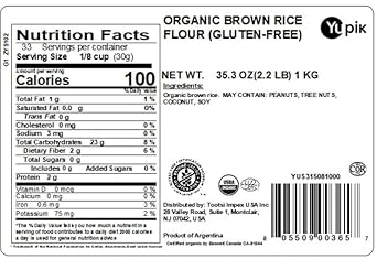 Yupik Organic Gluten-Free Rice Flour, Brown, 2.2 Lb, Non-Gmo, Vegan, Gluten-Free