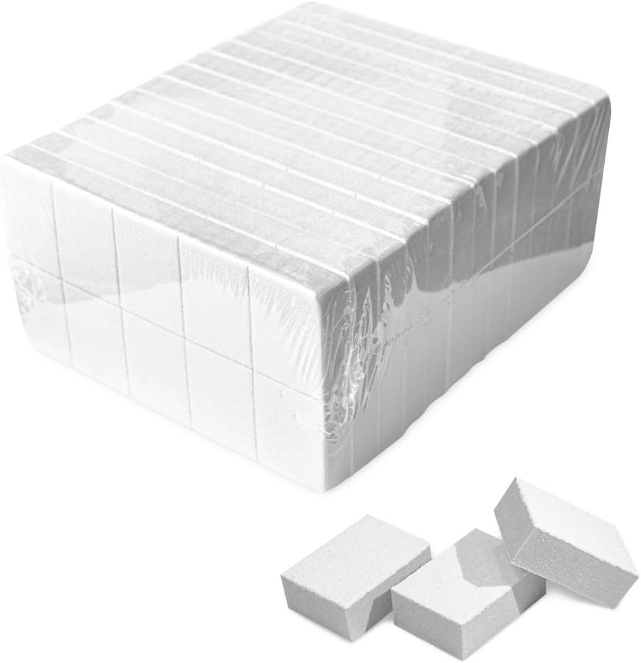 Karlash Nail Mini White Buffer Block File 80/100 Grit 2 Sided (130Pc White)