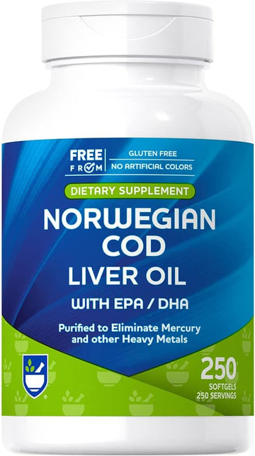 Rite Aid Cod Liver Oil Softgels 250 Count, with EPA and DHA, Supports Heart, Brain and Vision Health : Health & Household