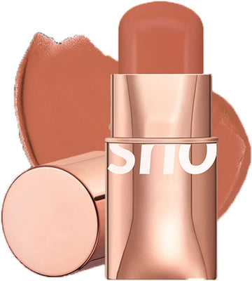 6Colors Lipstick Blush Stick 3-In-1 Eyes Cheek And Lip Tint Buildable Waterproof Lightweight Blush Stick Cream Blusher Makeup For Women(#04)