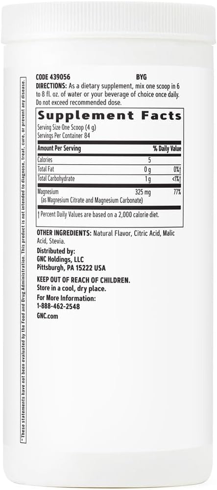 Gnc Magnesium - Lemon - 11.85Oz. (84 Servings)