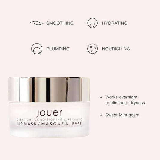 Jouer Mint Overnight Lip Masque – Moisturizing Lip Treatment - Lip Mask Formulated With Maxi Lip For Plumper Lips And Visual Fullness - Shea Butter For Hydration