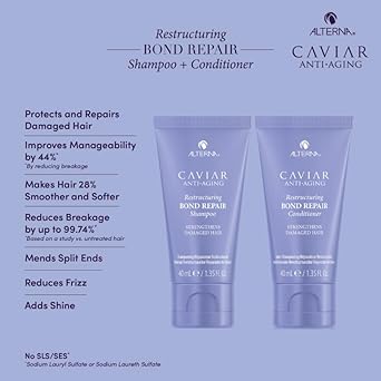 Caviar Anti-Aging Restructuring Bond Repair Travel Kit - Shampoo, Conditioner, Masque | Strengthens & Protects Damaged Hair