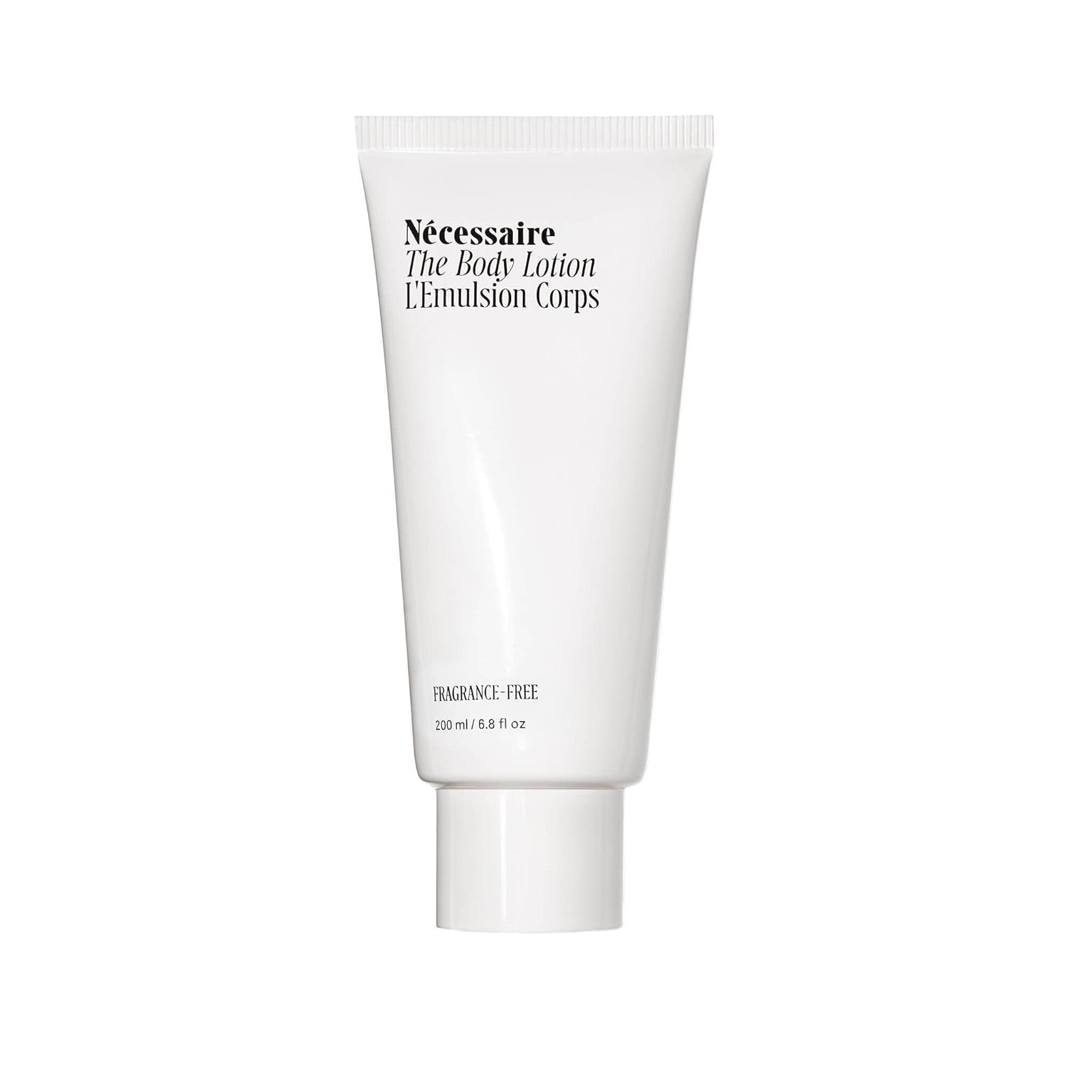 Nécessaire The Body Lotion Fragrance-Free. Firming Body Lotion For Women & Men. 48 Hour Moisture. 5 Peptides, 2.5% Niacinamide, Vitamin C/E + Omega 6/9. Non-Comedogenic. 6.8 Fl Oz