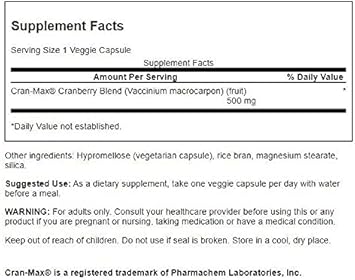 Swanson Cran-Max 500 Milligrams 120 Veg Capsules