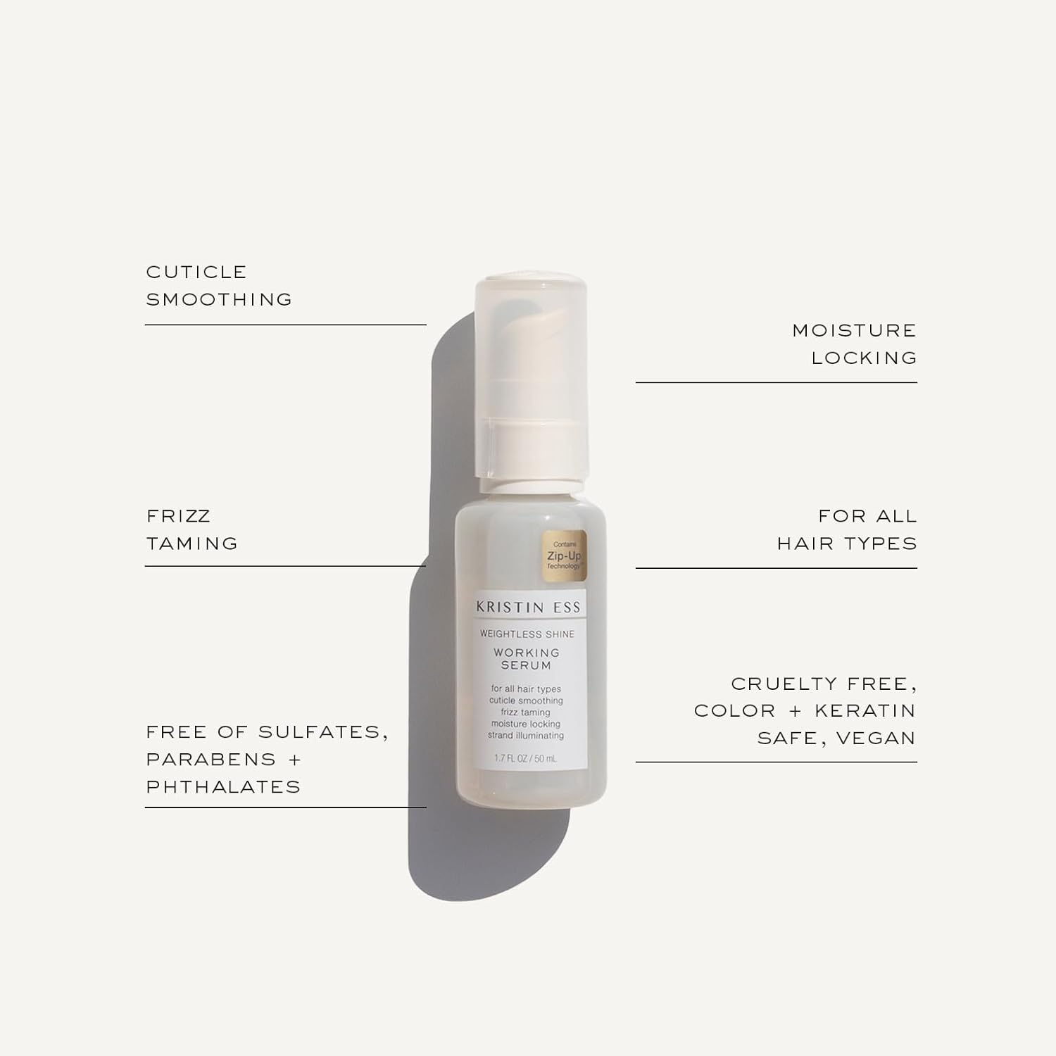 Kristin Ess Hair Weightless Shine Working Hair Serum for Dry Damaged Hair - Frizz Taming, Anti Breakage, Moisture Locking + Shine Enhancing - Color + Keratin Safe, 1.7 fl. oz. : Beauty & Personal Care