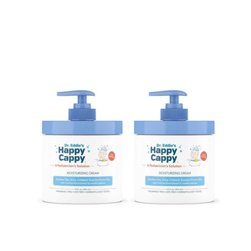 Happy Cappy Dr. Eddie's Pediatrician-Formulated Moisturizing Baby Lotion - Gentle, Paraben Free, Hypoallergenic, Sulfate Free - Soothes Dry Skin, Eczema and Reduces Redness, 12 oz each, 2-Pack