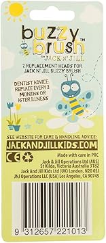 Jack N' Jill Kids Buzzy Brush Replacement Heads, Rotary Design with Soft Vibrations, Only Compatible with Buzzy Brush Electic Musical Toothbrush - 1 x 2 Pack : Health & Household