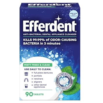 efferdent Retainer Cleaning Tablets, Denture Cleaning Tablets for Dental Appliances, Minty Fresh & Clean, 90 Count, New Packaging - PACKAGING MAY VARY (Pack of 2)