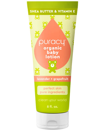 Puracy Organic Baby Lotion, Organic Eczema Moisturizer For Infants And Newborns, Natural Kids Body Lotion For Sensitive Skin, Gentle Calming Lavender & Grapefruit Essential Oils, 8 Ounce