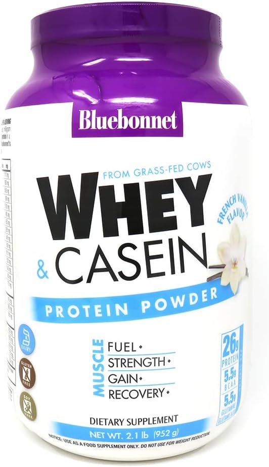 Bluebonnet Nutrition Whey & Casein Protein Powder, Whey from Grass Fed